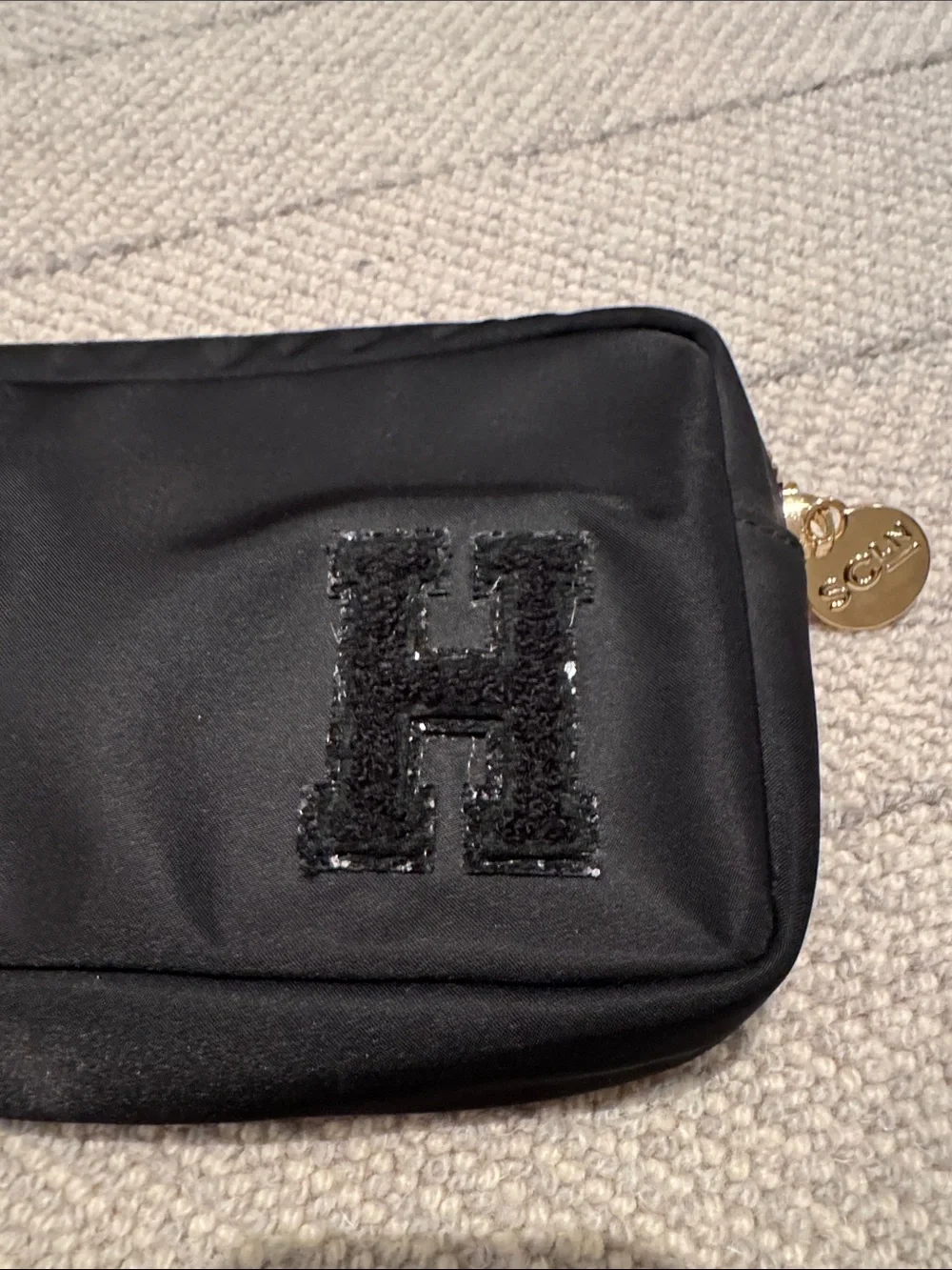Stoney Clover Lane Cosmetic Bag with 'H' Patch in Chenille